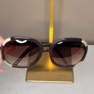 Authentic Chloe Brown and Beige Sunglasses With Gold Accents